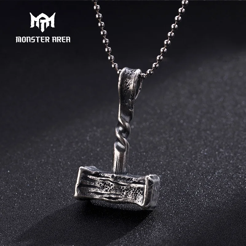 MONSTER AREA Винтажный серебряный кулон панк классический Храбрый подвеска с молотком