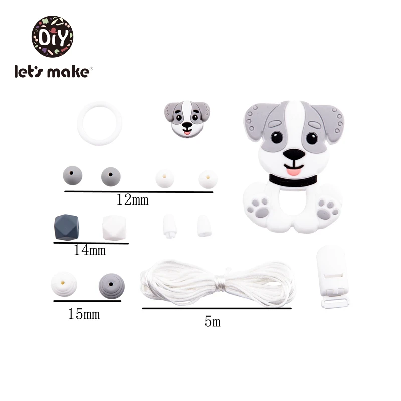 Давайте сделаем силиконовые бусины мультфильм Животные Прорезывания Зубов Бусины комплект ювелирных изделий для собак детский