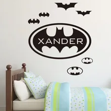 DCTOP Personalize Name Batman Wall Sticker Kids Bedroom Decor Self Adhesive Waterproof Wallpaper Wall Art Home Decoration