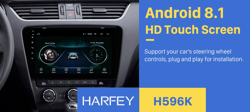Best Harfey Car Multimedia Palyer For 2015 2016 2017 SKODA Octavia (UV) 10.1 Inch 2din Android 8.1 HD 1024*600 Touchscreen Car Radio 0
