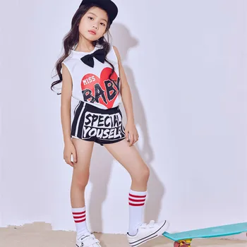 New modern hip hop jazz dance costumes girls Tops shorts Cheerleading dancer costume for girls stage costumes for singers 3