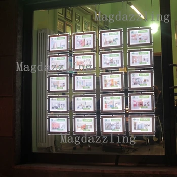 

20Units Real Estate A4 Double Sided LED Window Display Acrylic Frame Light Panel with "U" Pocket for Real Estate Agent Windows