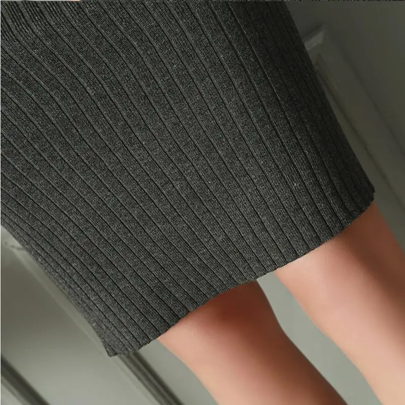 Женская трикотажная юбка карандаш средней длины с высокой талией|long skirt|pencil skirtwaist