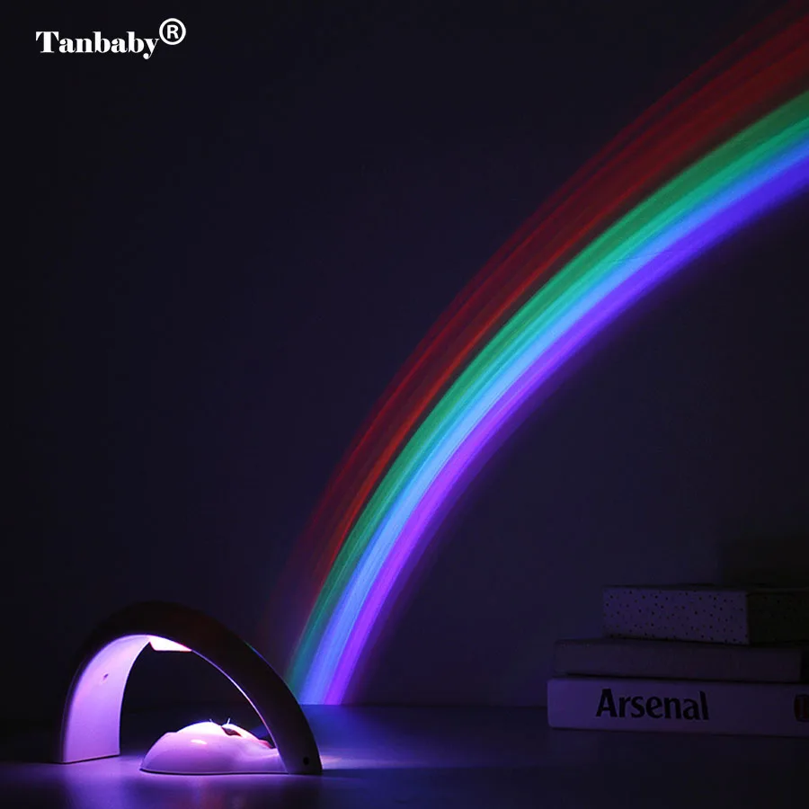 

Tanbaby Colorful Rainbow LED Night Light Romantic Gift Projector Room Lamp Decoration Sleep Light for Kids Bedroom