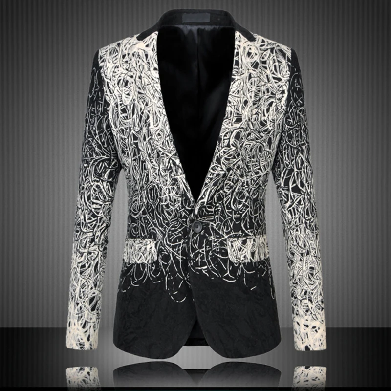 Превосходное качество барокко дизайнерский классический мужской блейзер на одной пуговице контрастный цвет твидовый Блейзер Куртка Плюс Размер M-6XL
