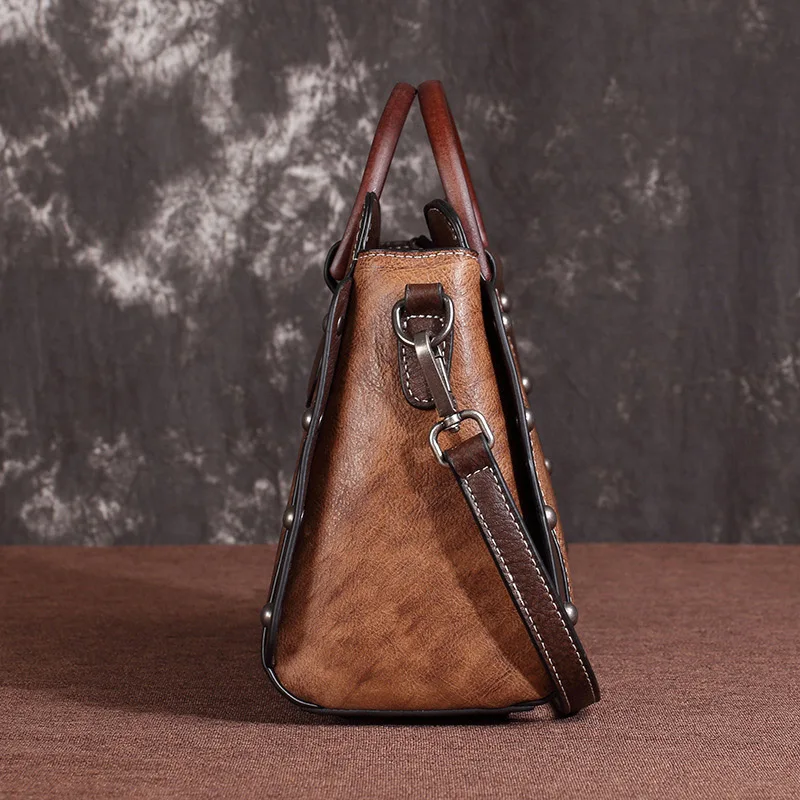 AETOO Leather women's bags, vintage hand-held shoulder bags, ladies slant bags, casual postman bags