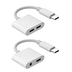 2 в 1 адаптер для быстрой зарядки гарнитуры type-C USB-C 3,5 мм Цифровой аудиокабель конвертер для iPad Pro Google, HTC huawei эфирные