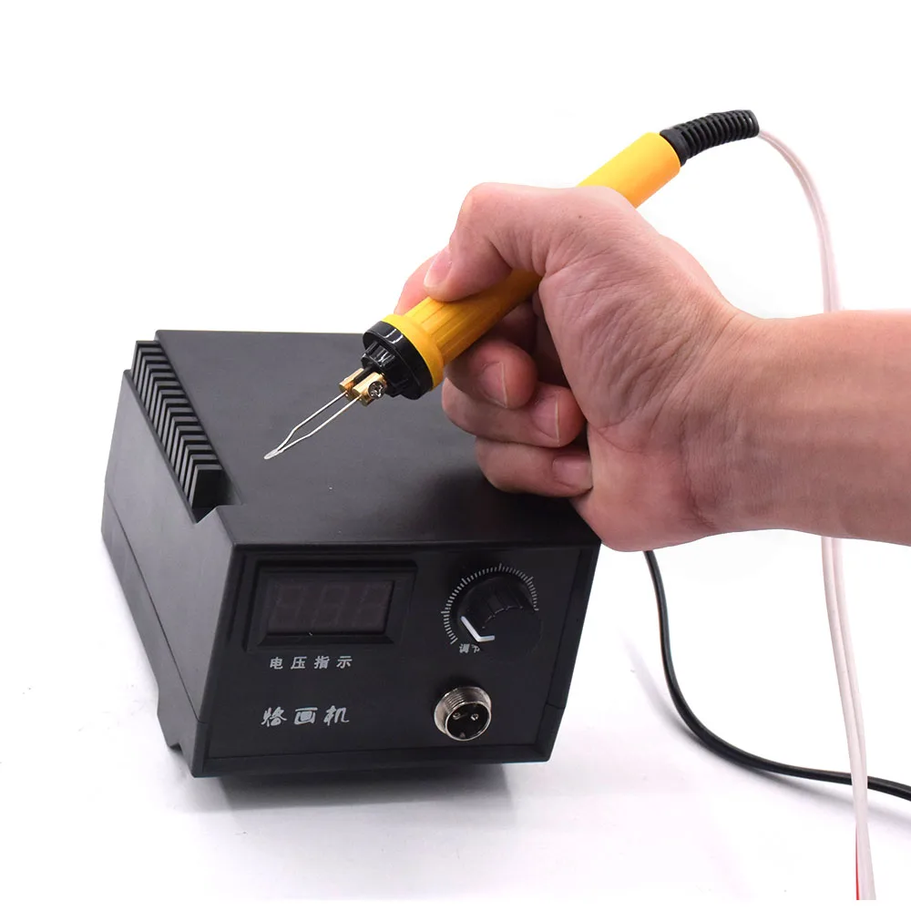 

60W Digital Pyrography Pen Machine Kit Set Hoist Woodworking Brazing Crafts Tool Branding Brush Machine Wood Burning Pen Gift
