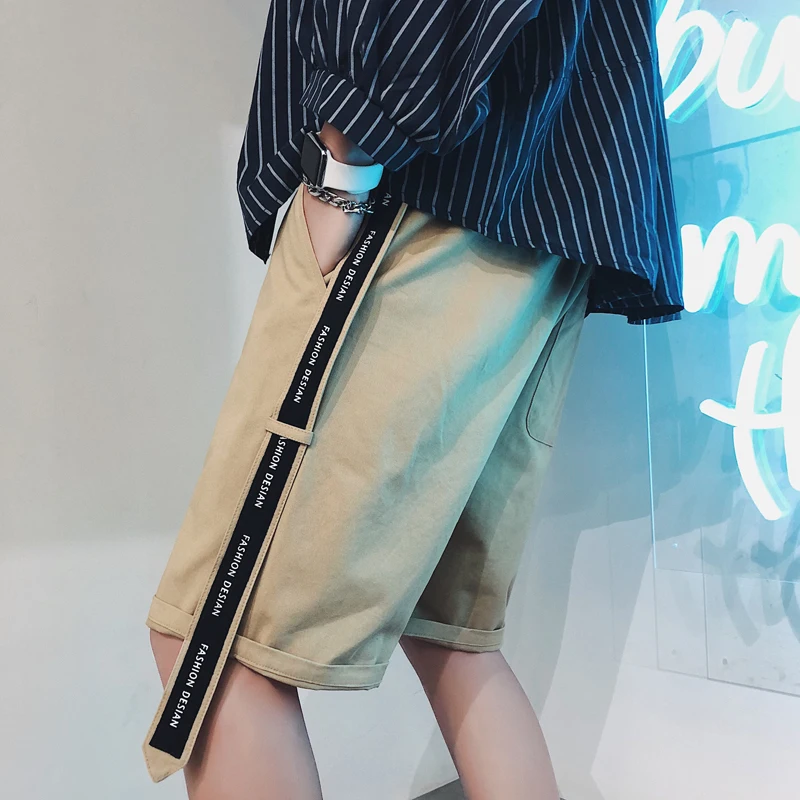 Мужские летние новые модели в Корейском стиле, новые модные повседневные шорты с буквами и лентами