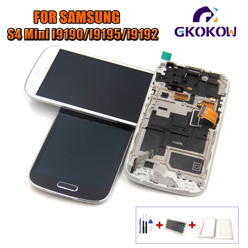 

Compatible For Samsung S4 mini for Galaxy S4 mini GT-i9195 i9190 i9192 LCD Display Digitizer Touch Screen Assembly with frame