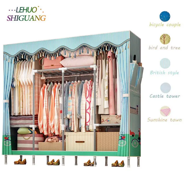 Special Offers Simple Cloth Wardrobe 19MM Thick Steel Pipe Economical Assembled Closet Storage Cabinet Home Furniture Special Offers Simple Cloth Wardrobe 19MM Thick Steel Pipe Economical Assembled Closet Storage Cabinet Home Furniture