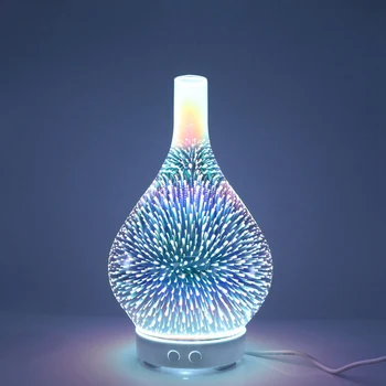 

3D Firework Glass Vase Shape Air Humidifier with 7 Color Led Night Light Aroma Essential Oil Diffuser Mist Maker Ultrasonic Humi