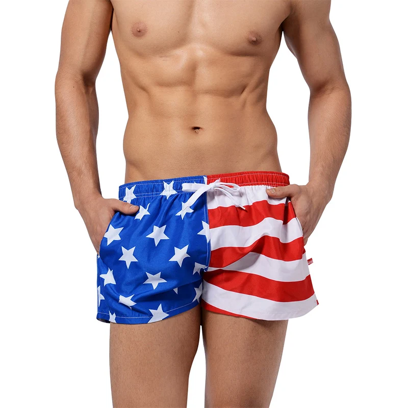 Swimming Trunks Man USA Flag Swimwear Men Sexy Board Shorts Mens Swimsuit Beach Boxer Pants Sunga Swim Shorts Beachwear