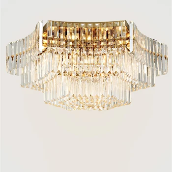 

lustre design large crystal chandelier modern ceiling LED lights for home and hotel gold crystal lamp