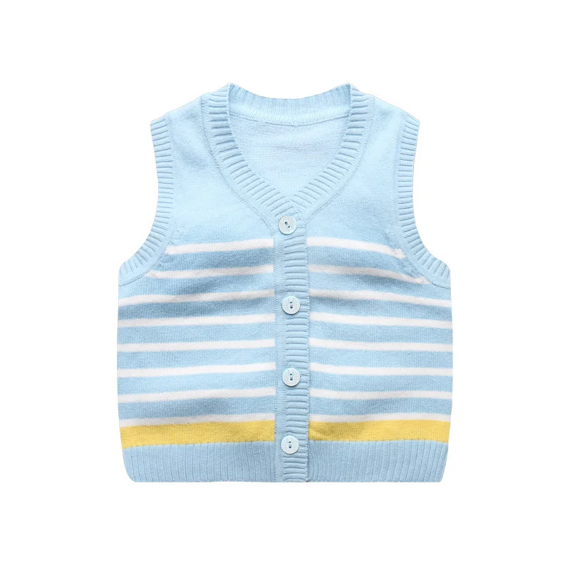 Cute Baby Boys Sweater Vest Cotton Striped Infant Sweater For Girls