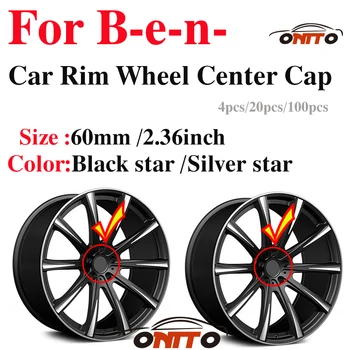 

Car Styling Black/silvery star Wheel Rim Center Hub Cap Badge 60mm 2.36" ABS base with ring For W203 W204 W205 W210 W211 W124