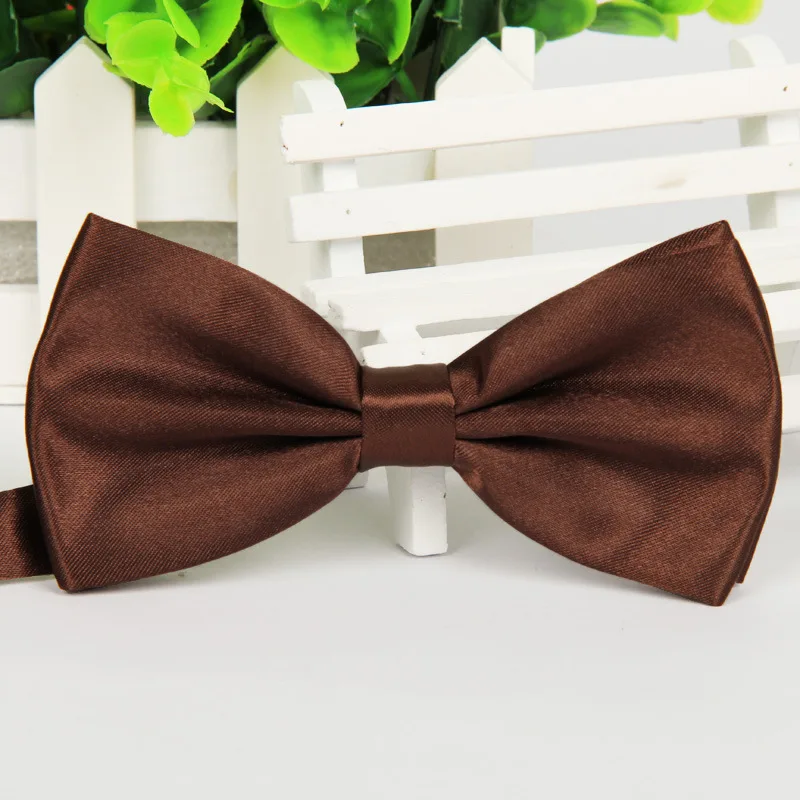 Джентльменский Одноцветный галстук-бабочка, красный галстук, модные галстуки-бабочки для мужчин, Свадебный яркий цвет, регулируемый галстук-бабочка, деловая партия - Цвет: Коричневый