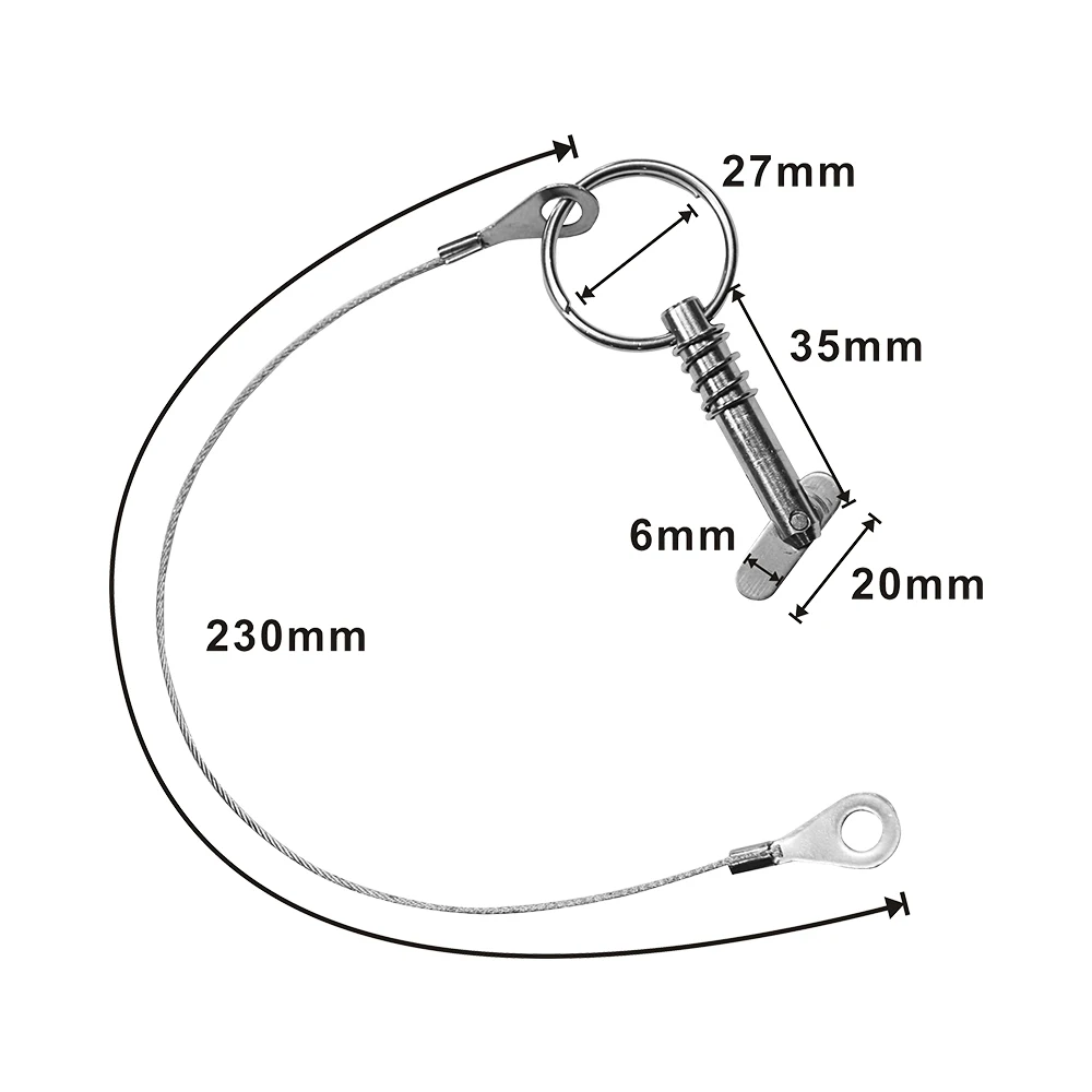 

Stainless Steel Bimini Top Removable Clevis Pin Tethered,1/4 Sping,Pull Pin Tethered, pontoon square tube use-1EA