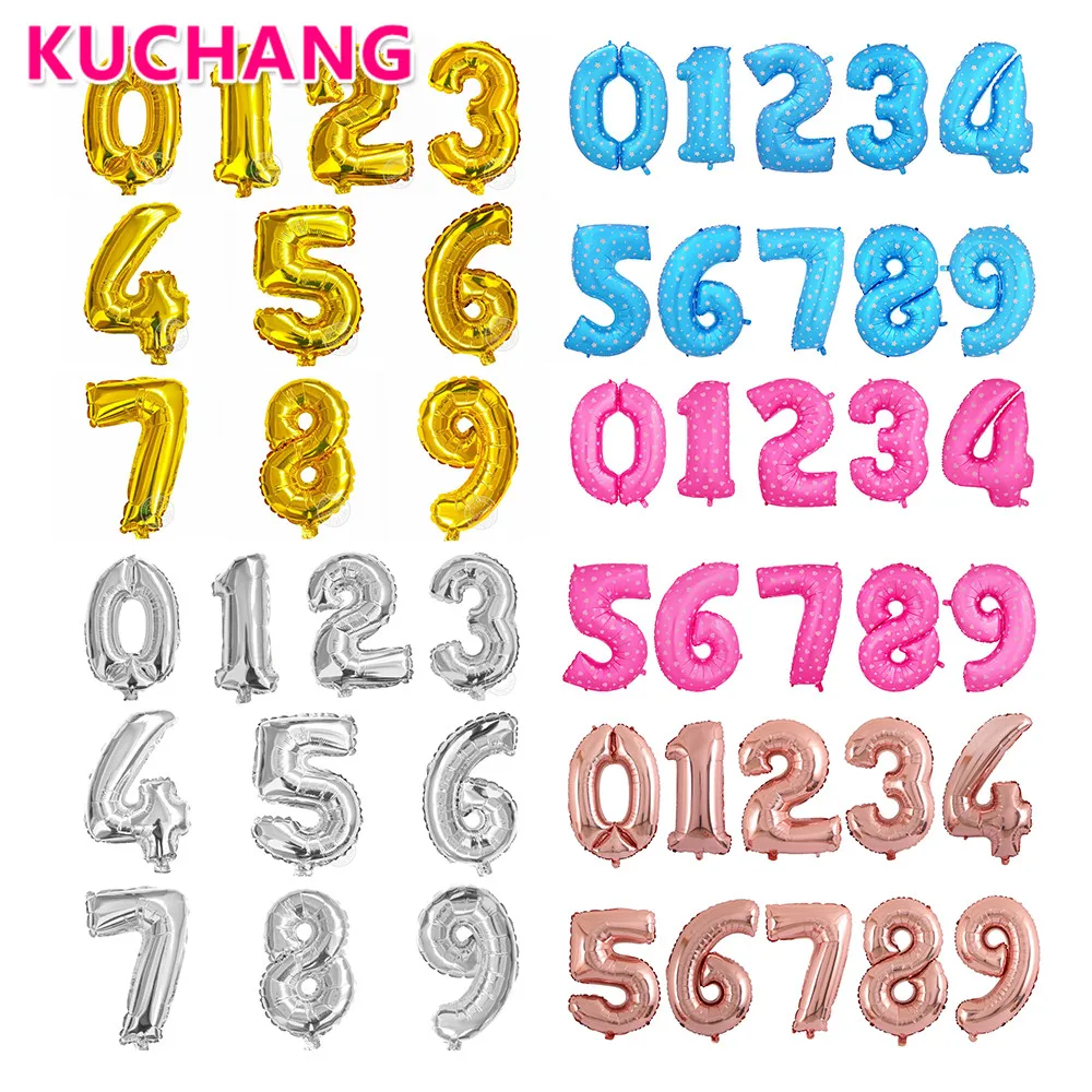 

1pc 32inch Gold Silver Number Aluminum Foil Helium Balloons Baby Shower Anniversary Happy Birthday Party Decorations Photo Props