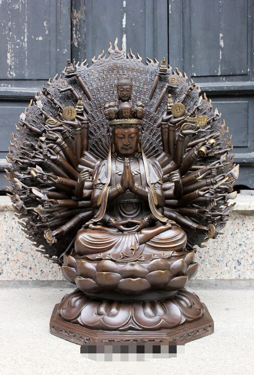 

24'' China Tibet Thousand Hands Kwan-yin Avalokitesvara Buddha Bronze Statue decoration bronze factory outlets