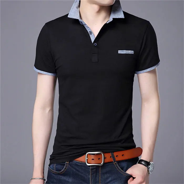 ARCSINX бренд поло рубашка мужская короткий рукав 5XL 4XL хлопок летние мужские s рубашки поло, повседневный стиль футболка мужская мода большой размер мужские Поло - Цвет: Черный