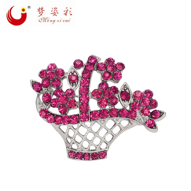 

MZC New Small Exquisite Heart Red Flower Baskets Brooch Vintage Brosche for Women Cravat Girlfriend Gift Brooch Costume Jewelry