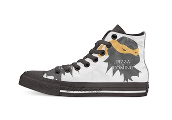 

Pizza is Coming Sticker Cases Pillow Print on White Casual High Top Canvas shoes sneakers Light Walking Shoes