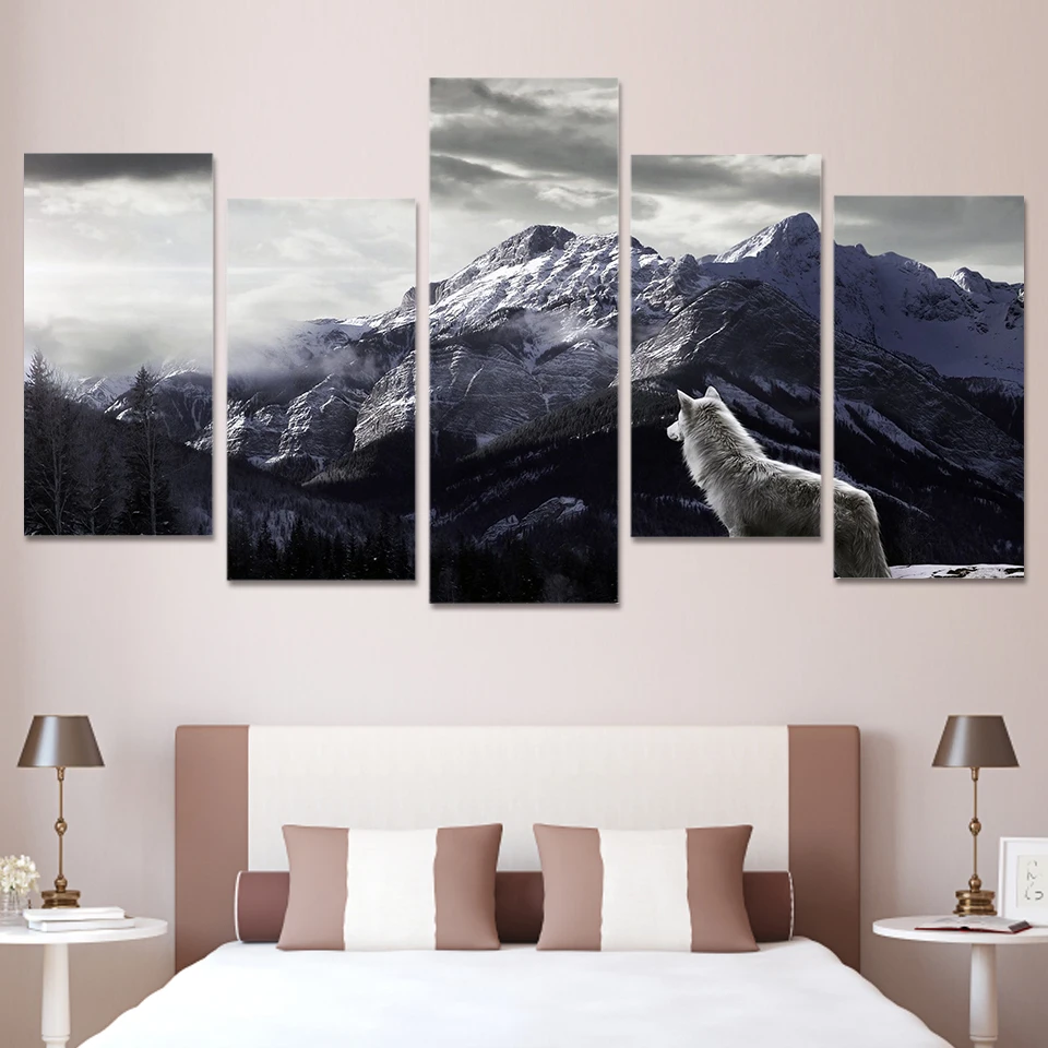 5 шт. настенные картины с изображением снега гор|painting animal|decorative picturessnow mountain |