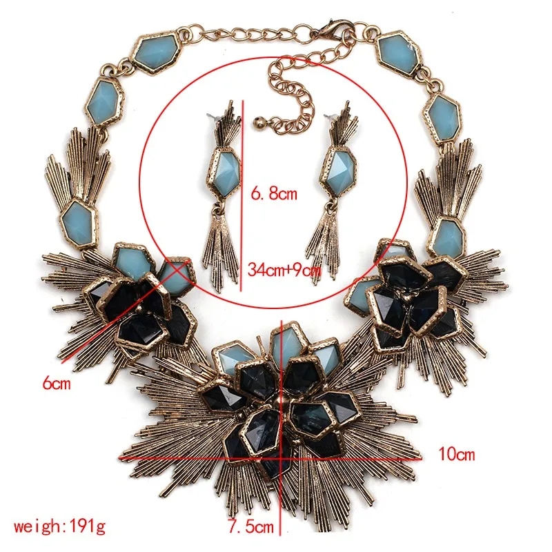 Flower jewelry set necklace matching earring fashion Unique Europe Party choker statement Necklace pendant necklace jewelry (red) NHJJ0798