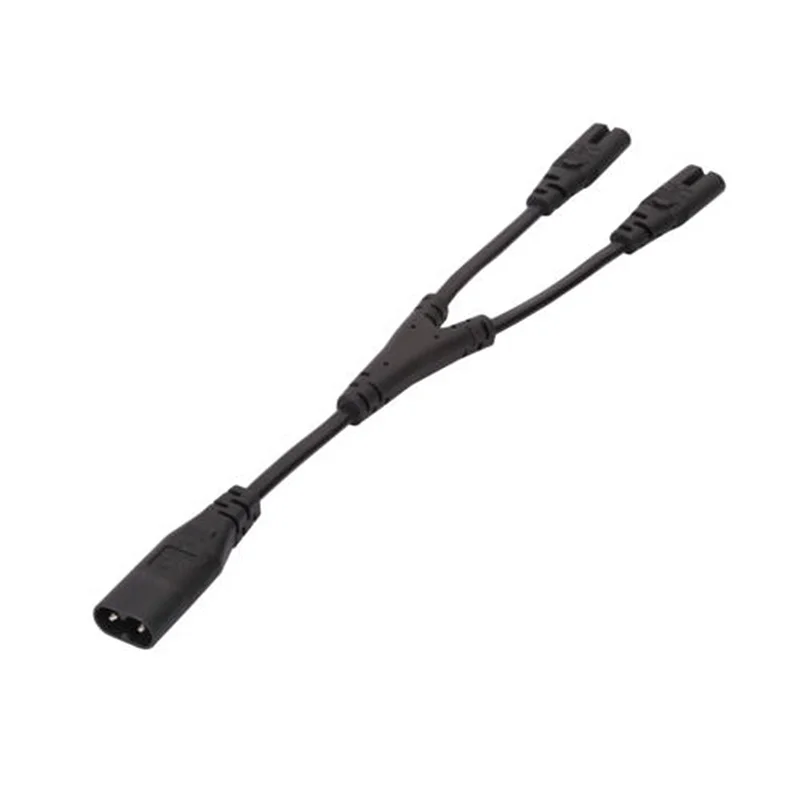 

IEC320 C8 to 2X C7 Y Split AC Power Cord, IEC Figure 8 Male to 2 Female 1 in 2 Out AC Power Cable, Length=28CM Black