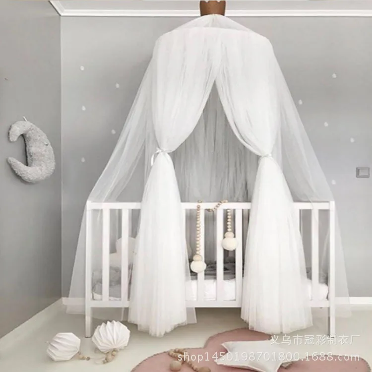 

Baby Crib Netting Princess Dome Bed Canopy Childrens Bedding Round Lace Mosquito Net For Baby Sleeping 12 Colors