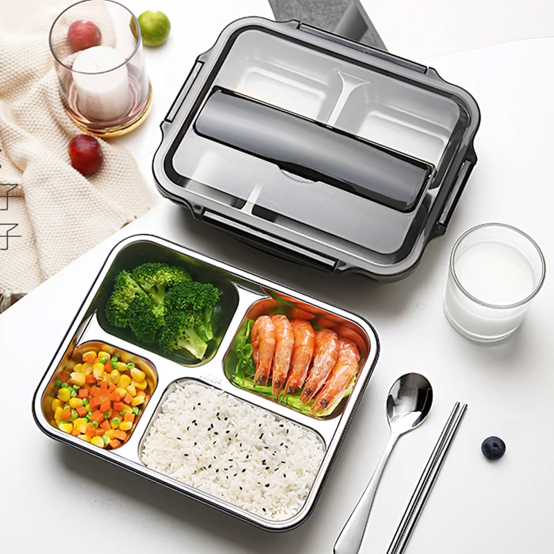 Cute Lunch Box 304 Stainless Steel Bento Boxes Japanese Style Food Storage  Box Container Picnic Mess Tin 1L 1.4L