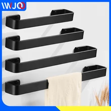 Barra di tovagliolo Nero Portasciugamani Appeso Supporto A Parete Montato Bagno Bagno Supporto Del Tovagliolo di Alluminio Creativo Accappatoio Da Bagno Ferroviarie Hanger