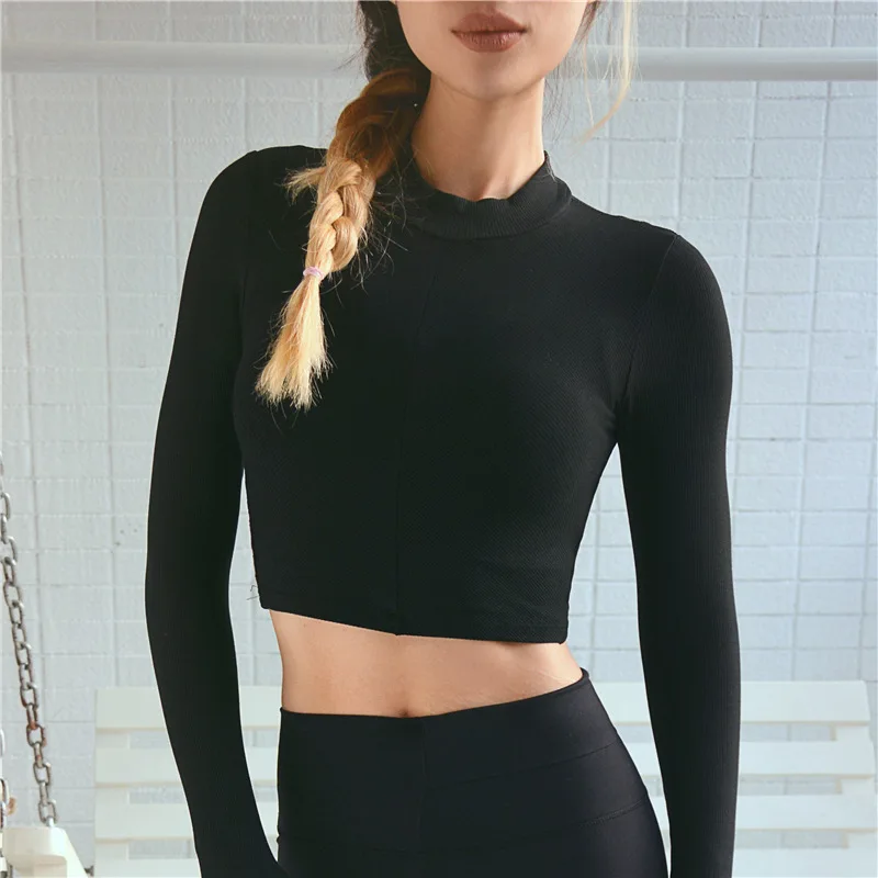 2019 Women Gym Black Yoga Crop Tops 