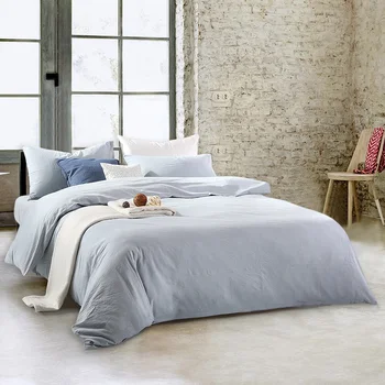 

Washed Cotton Duvet Cover Set Soft Soild Color Include 1 Duvet Cover 1 Fitted Sheet 2 Pillowcases