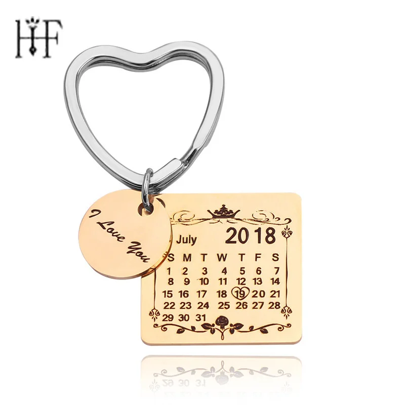 us 3 99 20 off custom keyring engraved special calendar i love you keychain customize birthday calendar graduation students portachiavi gift in key birthday calendar