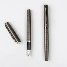 Металл Серый плед Гладкий 1,0 мм/0,5 мм перо Изогнутый наконечник каллиграфия ручка Высокое качество металл авторучка Рождественский подарок ручки