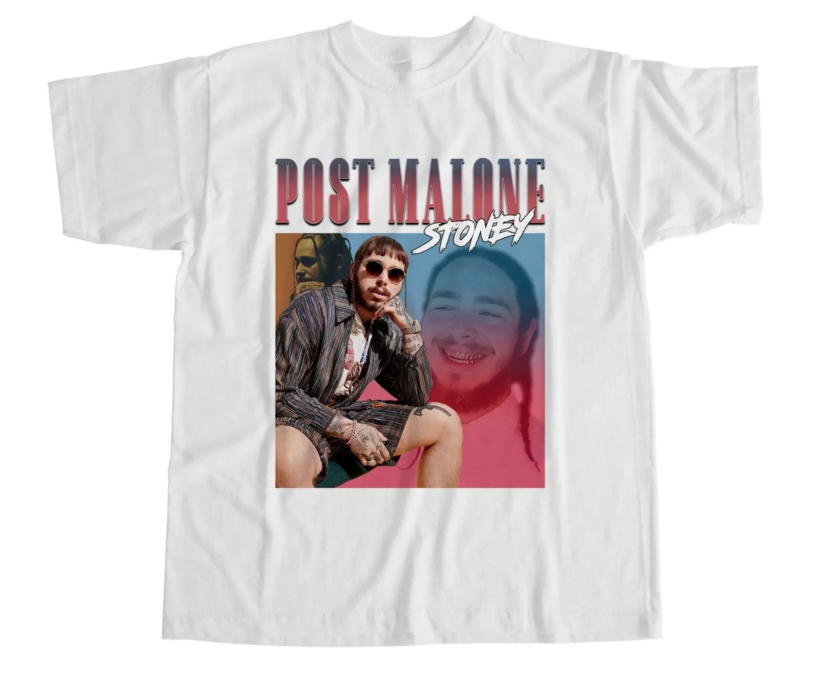 Post Malone футболка Stoney White Iverson хип-хоп Tribute Lil Uzi Quavo Vintage | Мужская одежда