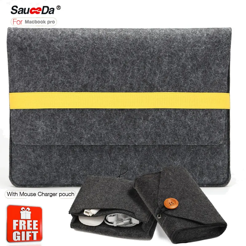 

sauceda Laptop sleeve For Macbook Pro 13 15 inch wool felt liner sleeve Case for macbook air 11.6 12 13.3 pro retina 15.4" pouch