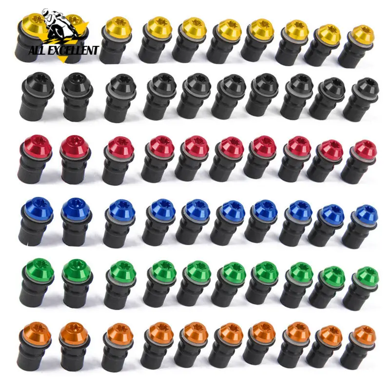 

10 Pics M5 Unverisal Motorcycle Windscreen Fairing Nut Bolts Screw many Colors Windshield Rubber Well Nuts Washer Boit with tool