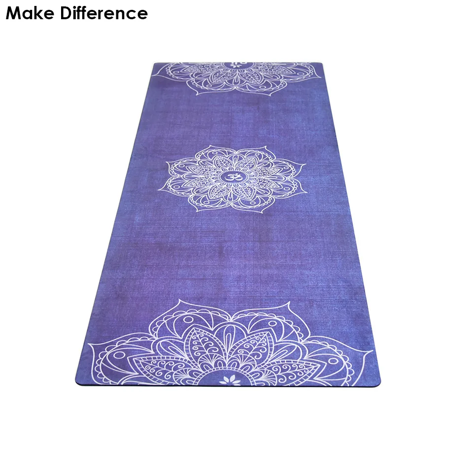 Make Difference Lotus Flower Printed Natural Rubber Yoga Mat Portable Carpet for Yoga Outdoor