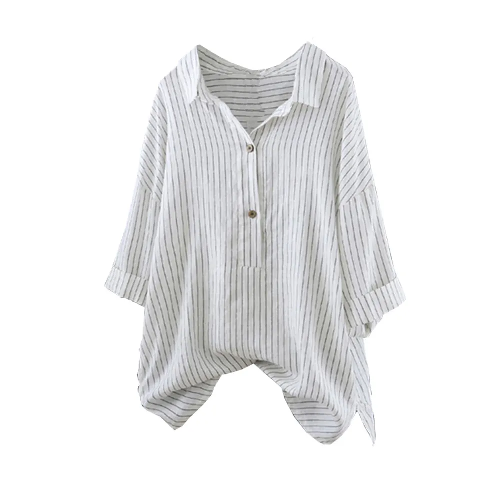 

Women Blouse Button Up Pullover Striped Top Shirt Plus Size Tunic shirt women camisa feminina summer tops for women 2019