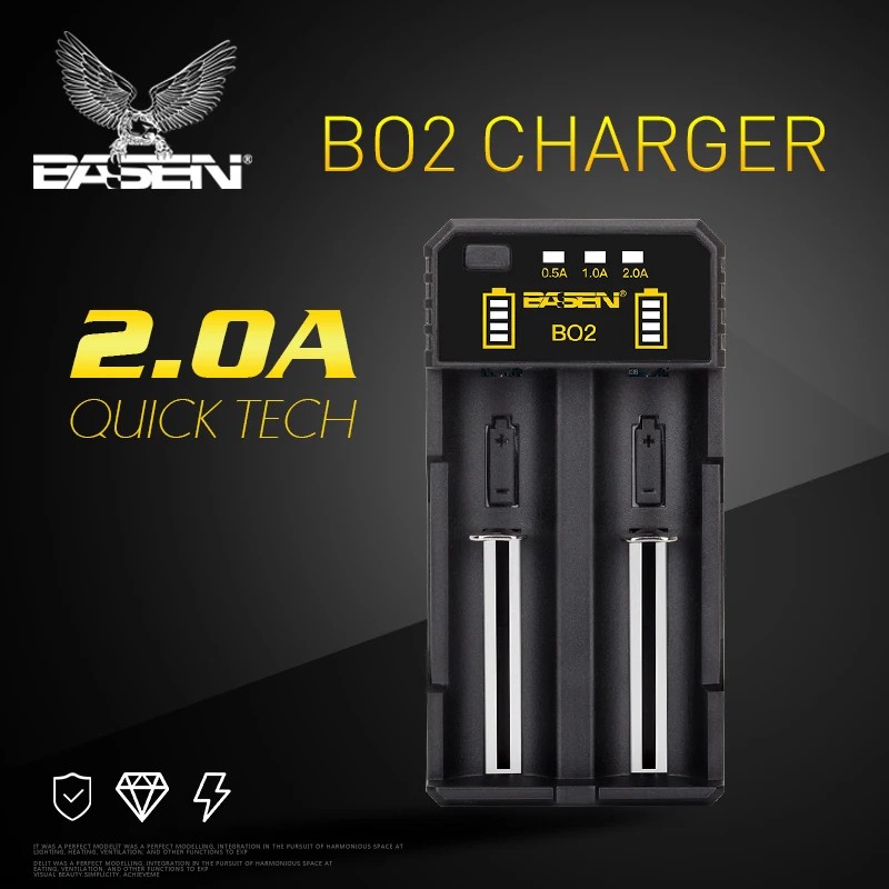 

Basen Electronics charger for battery Lithium Intelligent 5V/2A USB charger for li-ion battery 2 slot Besencharger BO2
