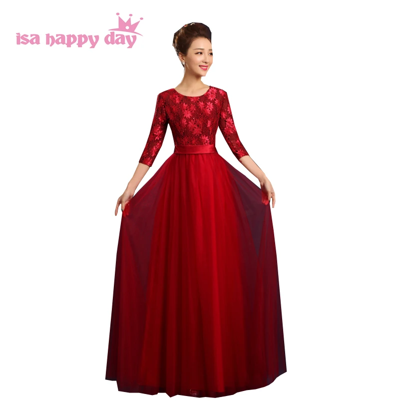 robe de soiree winter wine red dress long sleeved nice formal puffy