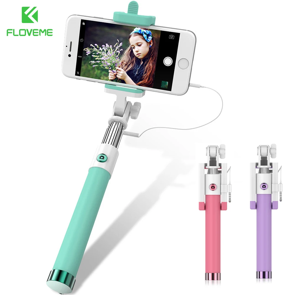 

FLOVEME Wired Selfie Stick Handheld Monopod Universal Smartphone Holder For iPhone 7 6 5 for Android Samsung Xiaomi Selfiestick