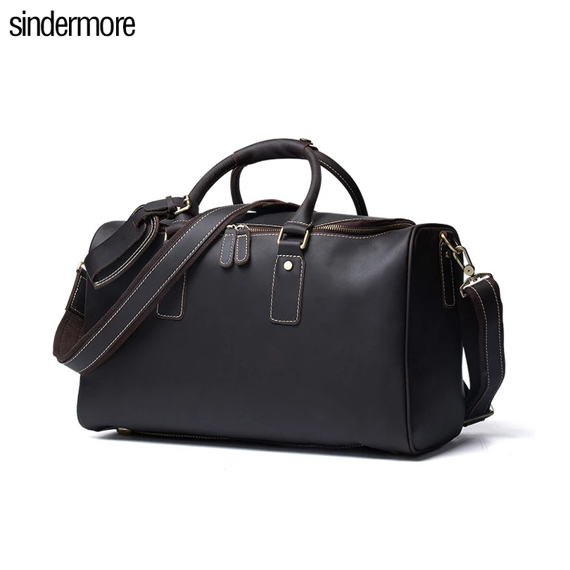 sindermore New large capacity Business Vintage Men Luggage Bags Genuine leather travel bag cow leather suitcases shoulder bag
