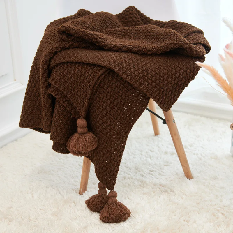 100% Acrylic Handmade Knitted Throw Blanket