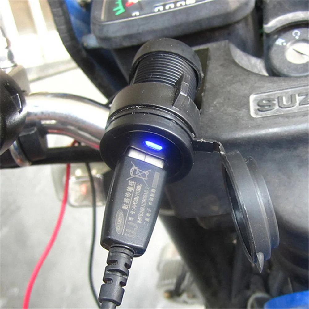 12-24 В, зарядное устройство для мотоцикла с двумя usb-разъемами, адаптер питания, зарядное устройство для мобильного телефона, светодиодный, для автомобиля, грузовика, квадроцикла, лодки
