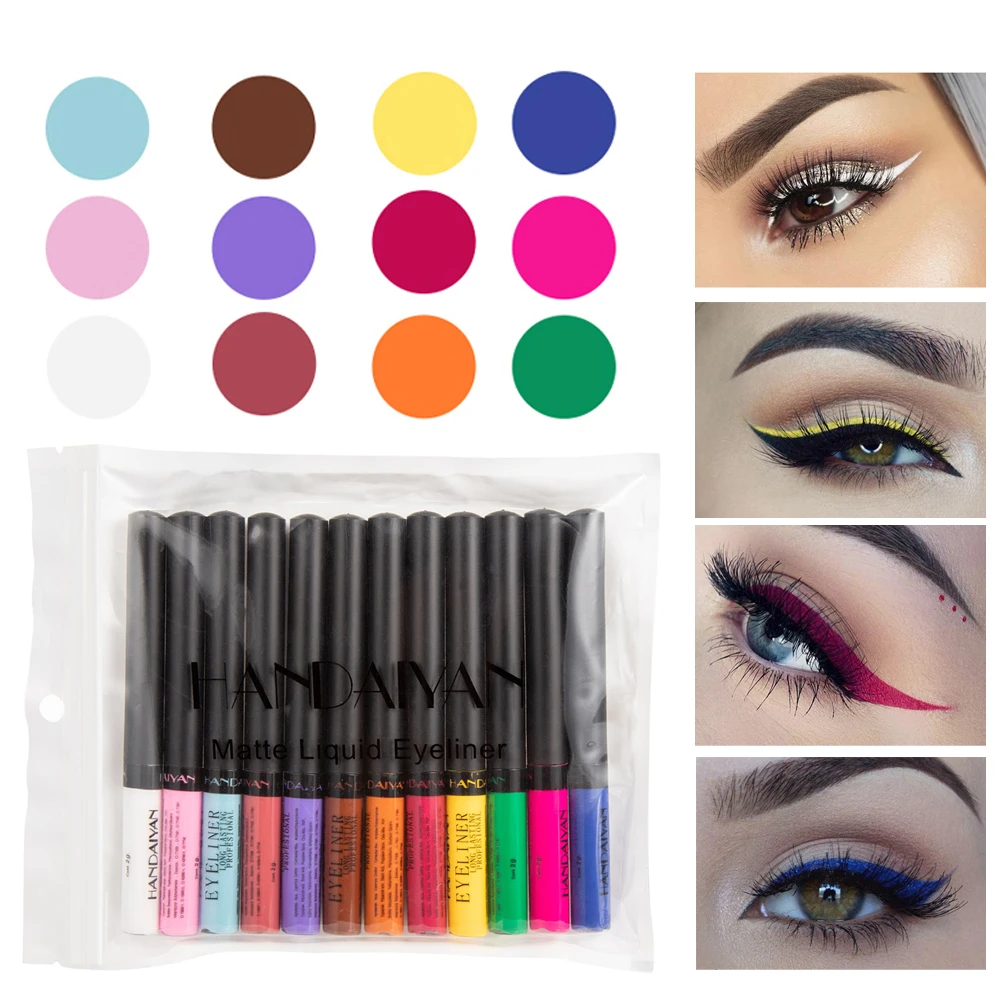 

Matte Eyeliner Liquid Waterproof Easy To Wear Make Up Matte Eye Liner paillette Blue Red Green White Gold Brown Liquid Eyeliner