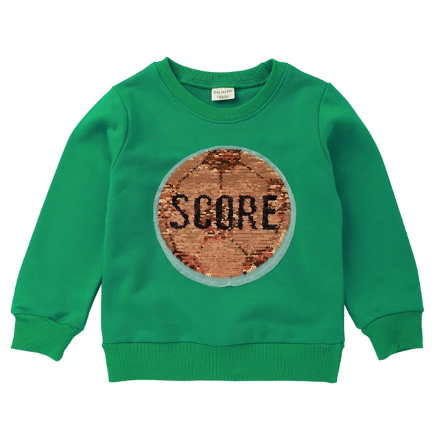 Flippy Sequin Sweatshirts For Boys Girls Cute Fun Football Blouse Kids Hoodies Children Pullover Tops Autumn Winter Baby Clothes